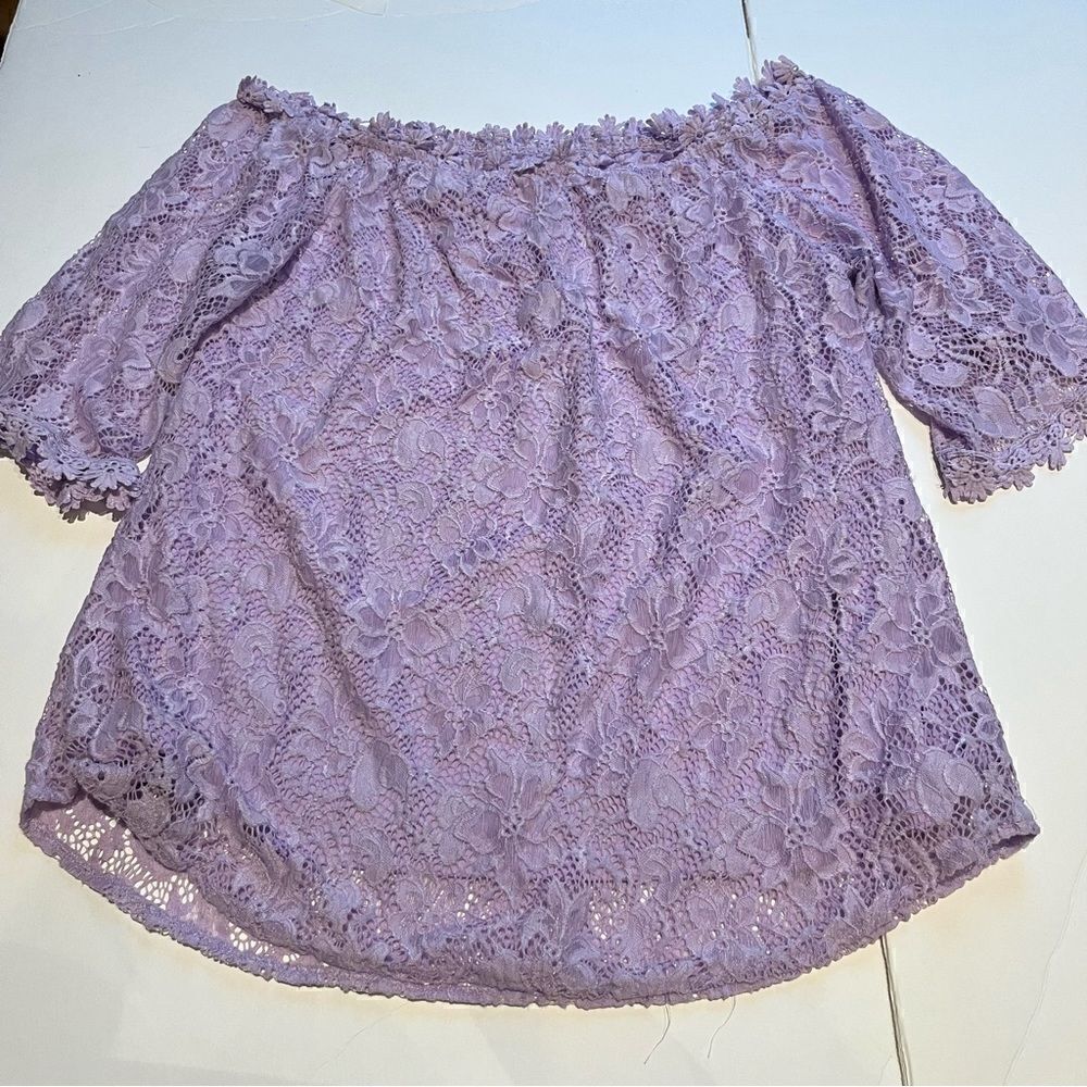 Women's Miholl Lavender Lace Blouse Off Shoulder Size XXL